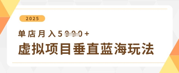 虚拟项目垂直玩法，实现单店月入5k+-一起网赚吧
