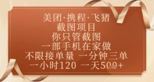 飞猪美团截图项目，你只管截图，一部手机在家做，正规平台无套路，一天5张+【揭秘】-一起网赚吧