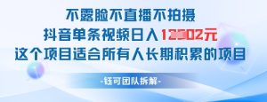 不露脸不直播不拍摄抖音单条视频日入1k+这个项目适合所有人长期积累的项目-一起网赚吧