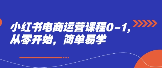 小红书电商运营课程0-1，从零开始，简单易学-一起网赚吧