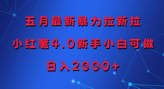五月最新暴力拉新拉，小红薯4.0新手小白可做，日入多张-一起网赚吧