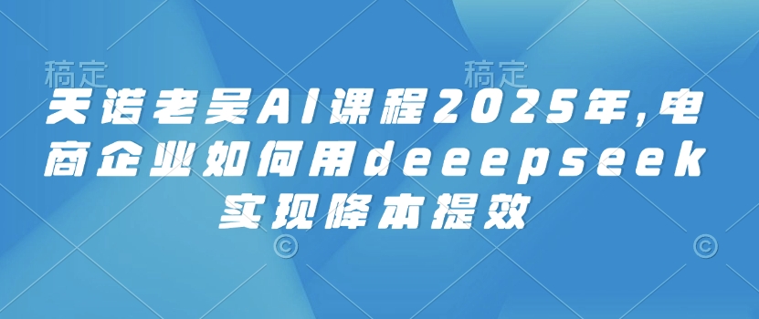 天诺老吴AI课程2025年，电商企业如何用deeepseek实现降本提效-一起网赚吧
