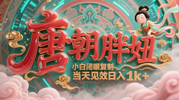 用AI克隆“唐朝胖妞”日更3条，平台疯狂推流，小白闭眼复制，当天见效，日入1k+-一起网赚吧