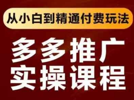 拼多多推广实操课程，从小白到精通付费玩法-一起网赚吧