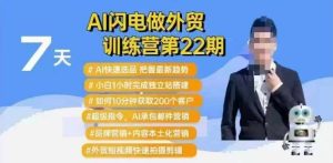 AI闪电做外贸训练营第22期：Al快速选品+小白1小时完成独立站搭建+10分钟获取200个客户等-一起网赚吧