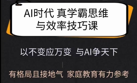 Ai时代真学霸思维与学习方法课，有格局且接地气，家庭教育有力参考-一起网赚吧