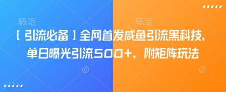 【引流必备】全网首发咸鱼引流黑科技，单日曝光引流500+，附矩阵玩法【揭秘】-一起网赚吧