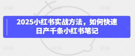 2025小红书实战方法，如何快速日产千条小红书笔记-一起网赚吧