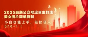 2025最新公众号流量主打法，美女图片简单复制，小白也能上手，轻松日入5张-一起网赚吧