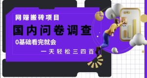 网创搬砖项目，国内问卷调查，0基础看完就会 一天轻松三四张，靠谱副业干就完了【揭秘】-一起网赚吧