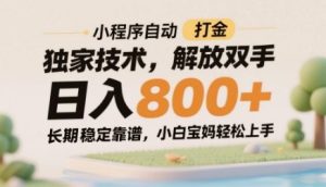 小程序自动打金独家技术,解放双手日入8张,长期稳定靠谱,小白宝妈轻松上手【揭秘】-一起网赚吧