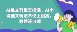 AI推文剪辑实操课，AI小说推文玩法不仅上限高，收益还可观-一起网赚吧