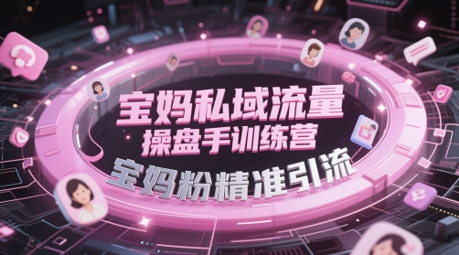 宝妈私域流量操盘手训练营，宝妈粉精准引流-一起网赚吧