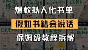 最新爆款拟人化书单玩法,假如书籍会说话,保姆级教程-一起网赚吧