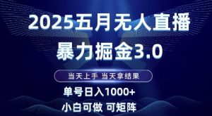 2025五月无人直播暴力掘金3.0，当天上手，当天拿结果，单号日入1k+小白可做可矩阵【揭秘】-一起网赚吧