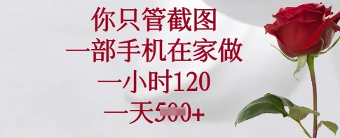 你只管截图，一部手机在家做，一小时120.一天5张【揭秘】-一起网赚吧
