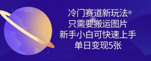 冷门赛道新玩法，只需要搬运图片，新手小白可快速上手，单日变现多张-一起网赚吧