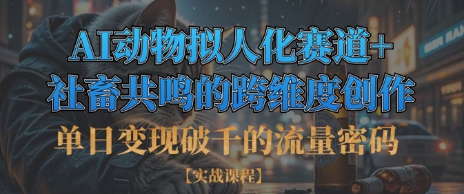单日变现破千的流量密码，AI动物拟人化赛道+社畜共鸣的跨维度创作-一起网赚吧
