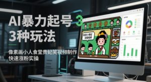 AI暴力起号3种玩法，像素画小人食堂贵妃搞笑视频制作，快速涨粉实操-一起网赚吧