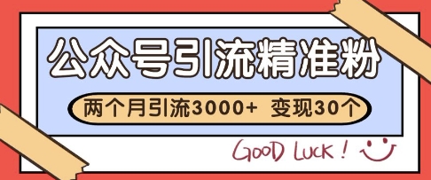 公众号精准粉引流玩法，2个月3000+精准粉，变现30个W【揭秘】-一起网赚吧