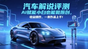 抖音汽车解说评测赛道，AI赋能小白也能做原创，收益爆炸，一条作品上千-一起网赚吧