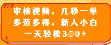 审核视频，几秒一单，多劳多得，新人小白一天轻松3张【揭秘】-一起网赚吧