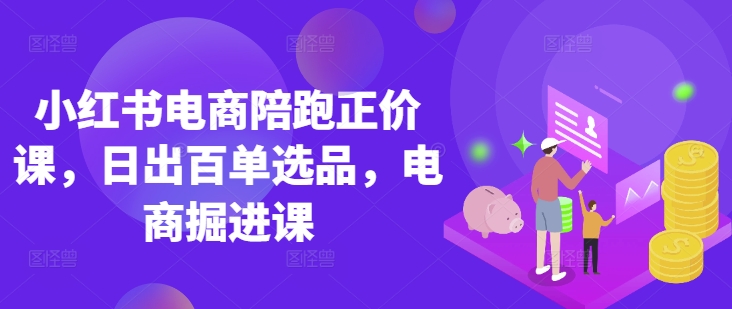 小红书电商陪跑正价课，小红书官方认证电商讲师教学，日出百单选品，电商掘进课-一起网赚吧