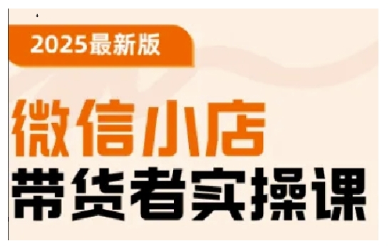2025最新版微信小店带货者实操课，基础操作到高级运营技巧，快速上手-一起网赚吧