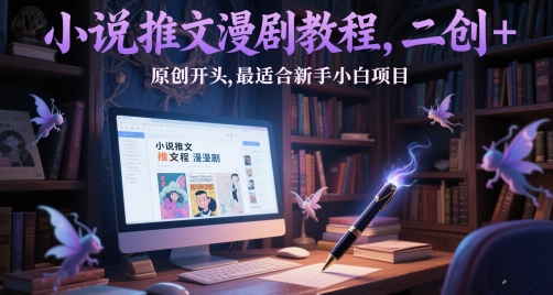 小说推文漫剧教程，二创+原创开头，最适合新手小白项目-一起网赚吧