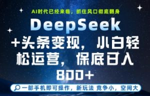 DeepSeek+头条变现，保姆级教学，小白轻松上手，日入8张+【揭秘】-一起网赚吧
