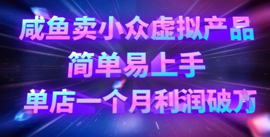 咸鱼卖小众虚拟产品，简单易上手，单店一个月利润破W-一起网赚吧
