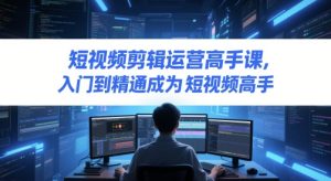 短视频剪辑运营高手课，入门到精通成为短视频高手-一起网赚吧