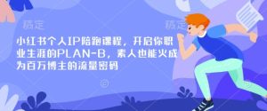 小红书个人IP陪跑课程，开启你职业生涯的PLAN-B，素人也能火成为百万博主的流量密码-一起网赚吧