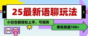 25年最新语聊玩法，纯手工，单机收益100+，小白也能轻松上手，可矩阵操作-一起网赚吧