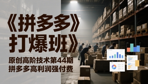 《拼多多打爆班》原创高阶技术第44期，拼多多高利润强付费-一起网赚吧