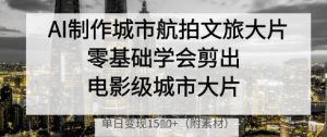 AI制作城市航拍文旅大片，零基础学会剪出电影级城市大片，单日变现多张-一起网赚吧