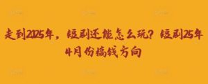 走到2025年，短剧还能怎么玩？短剧25年4月份搞钱方向-一起网赚吧