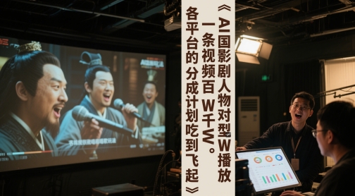 AI三国影视剧人物对口型唱歌玩法，一条视频百W千W播放，各平台的分成计划吃到飞起-一起网赚吧