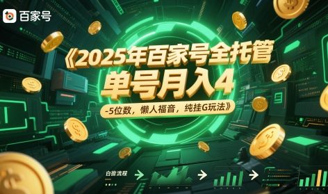 2025年百家号全托管，单号月入4-5位数，懒人福音，纯挂G玩法【揭秘】-一起网赚吧