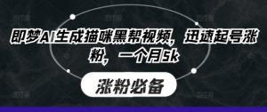 即梦AI生成猫咪黑帮视频,迅速起号涨粉,一个月5k-一起网赚吧