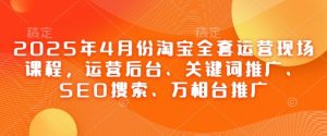 2025年4月份淘宝全套运营现场课程,运营后台、关键词推广、SEO搜索、万相台推广-一起网赚吧