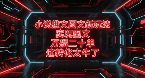 小说推文图文新玩法，实况图文，万播二十单，这转化太牛了！-一起网赚吧