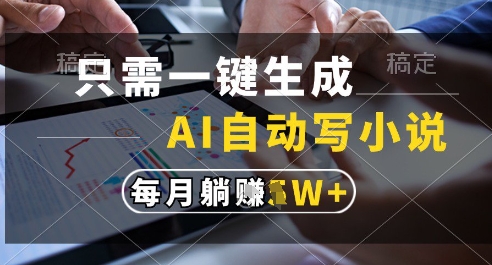 只需一键生成，AI全自动写小说，可一键生成120w字，每月躺着收益过1w+【揭秘】-一起网赚吧