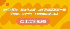 淘系运营推广标准化流程，​淘系改版后新品布局全流程，无界推广工具拆解高阶玩法-一起网赚吧
