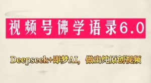 视频号佛学禅语6.0，用Deepseek+即梦ai，做纯原创视频，新手小白，也能月入1W+-一起网赚吧