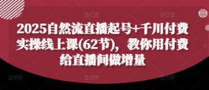 2025自然流直播起号+千川付费实操线上课(62节),教你用付费给直播间做增量-一起网赚吧