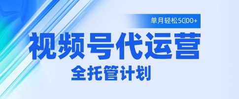 视频号代运营2.0，全程托管招募，单月轻松变现5k【揭秘】-一起网赚吧