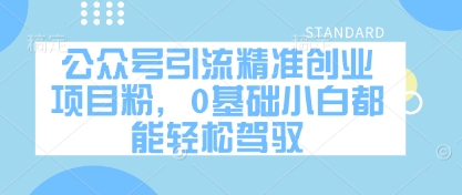 公众号引流精准创业项目粉，0基础小白都能轻松驾驭-一起网赚吧