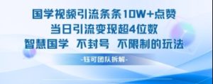 国学视频引流条条10W+点赞当日引流变现超4位数-一起网赚吧
