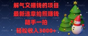 解气又挣钱的项目，最新违章拍照挣钱，随手一拍，轻松收入数张【揭秘】-一起网赚吧